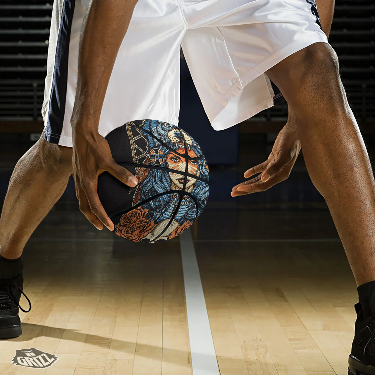 Indian Girl Native Portrait Print Basketball - Image 3