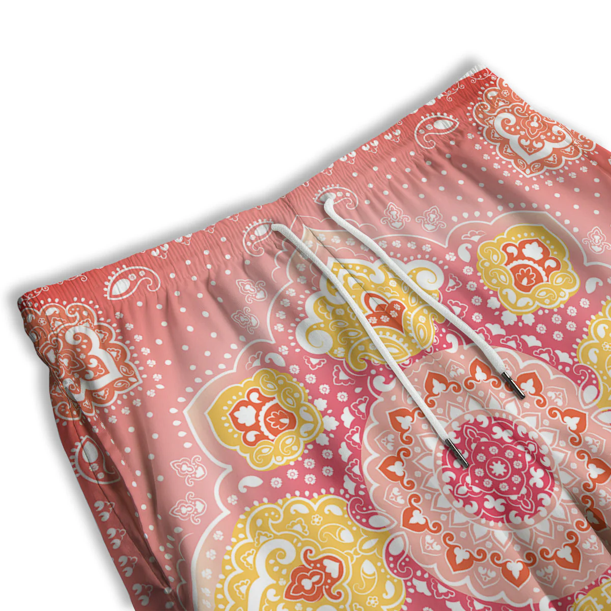Indian Paisley Bandana Pink Print Men's Athletic Shorts - Image 3
