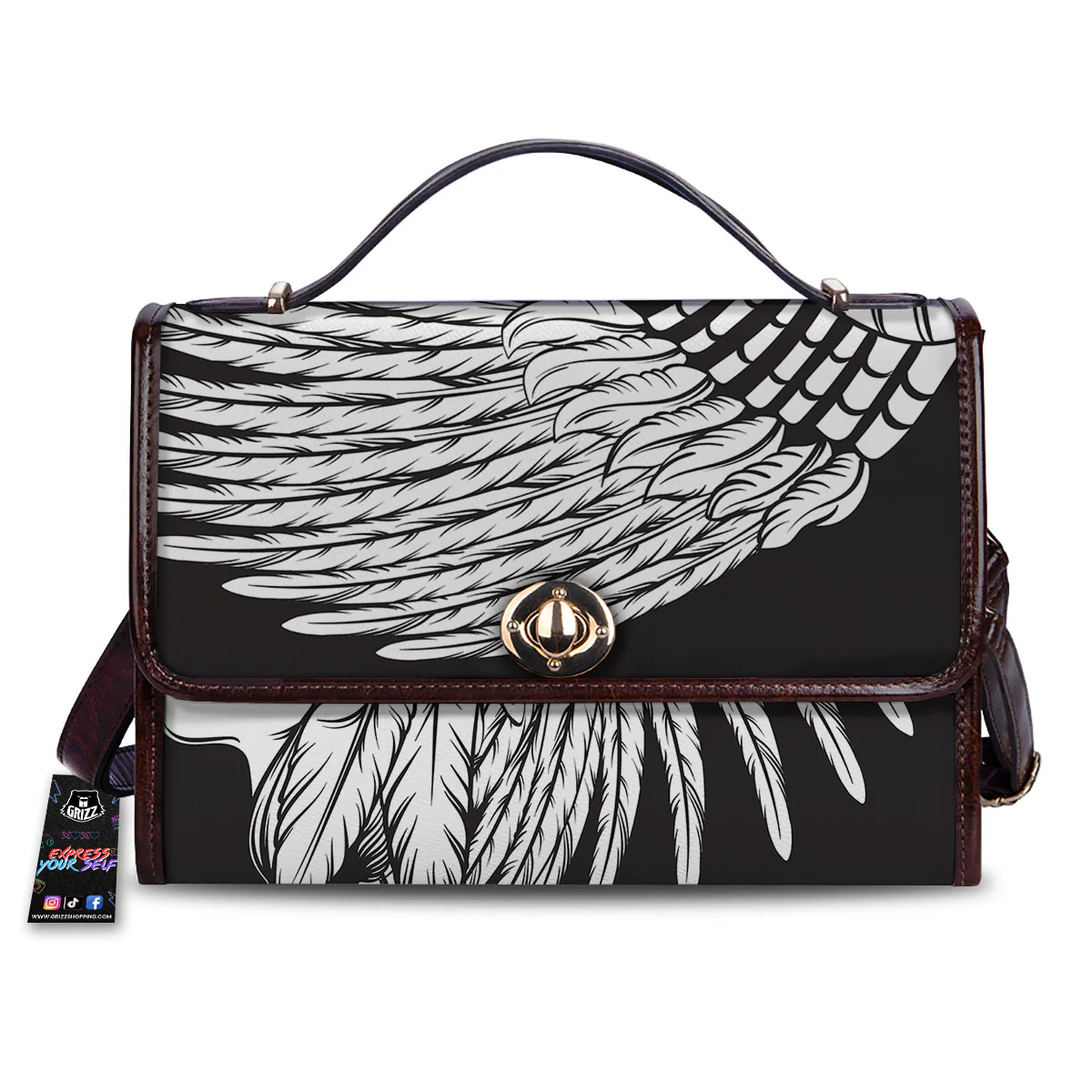 Indian Portrait Monochrome Native Print Women's Satchel Bag