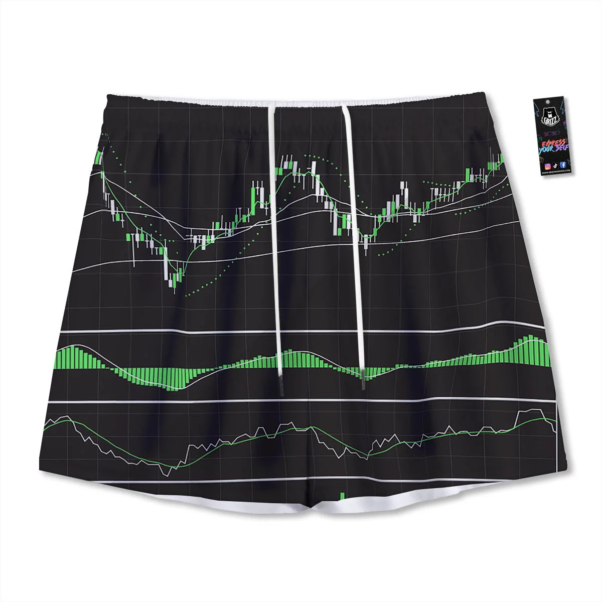 Indicators And Stock Candlestick Print Mesh Shorts