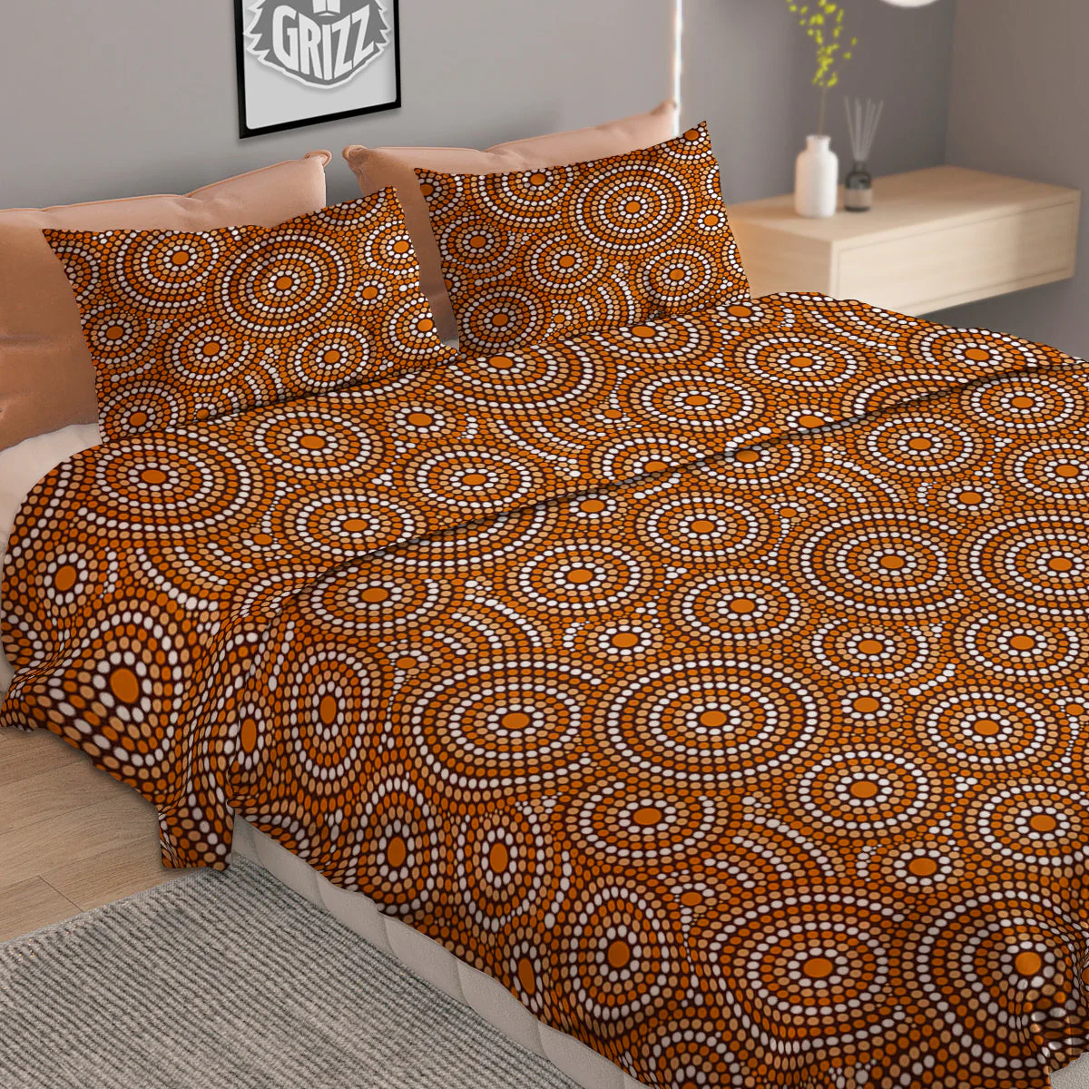 Indigenous Aboriginal Print Pattern Duvet Cover Bedding Set - Image 2