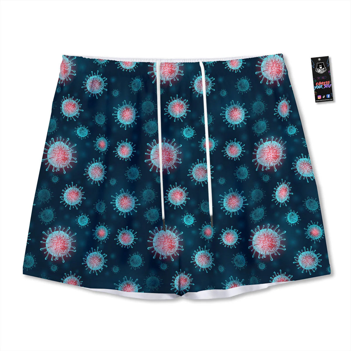 Infection Virus Print Pattern Mesh Shorts
