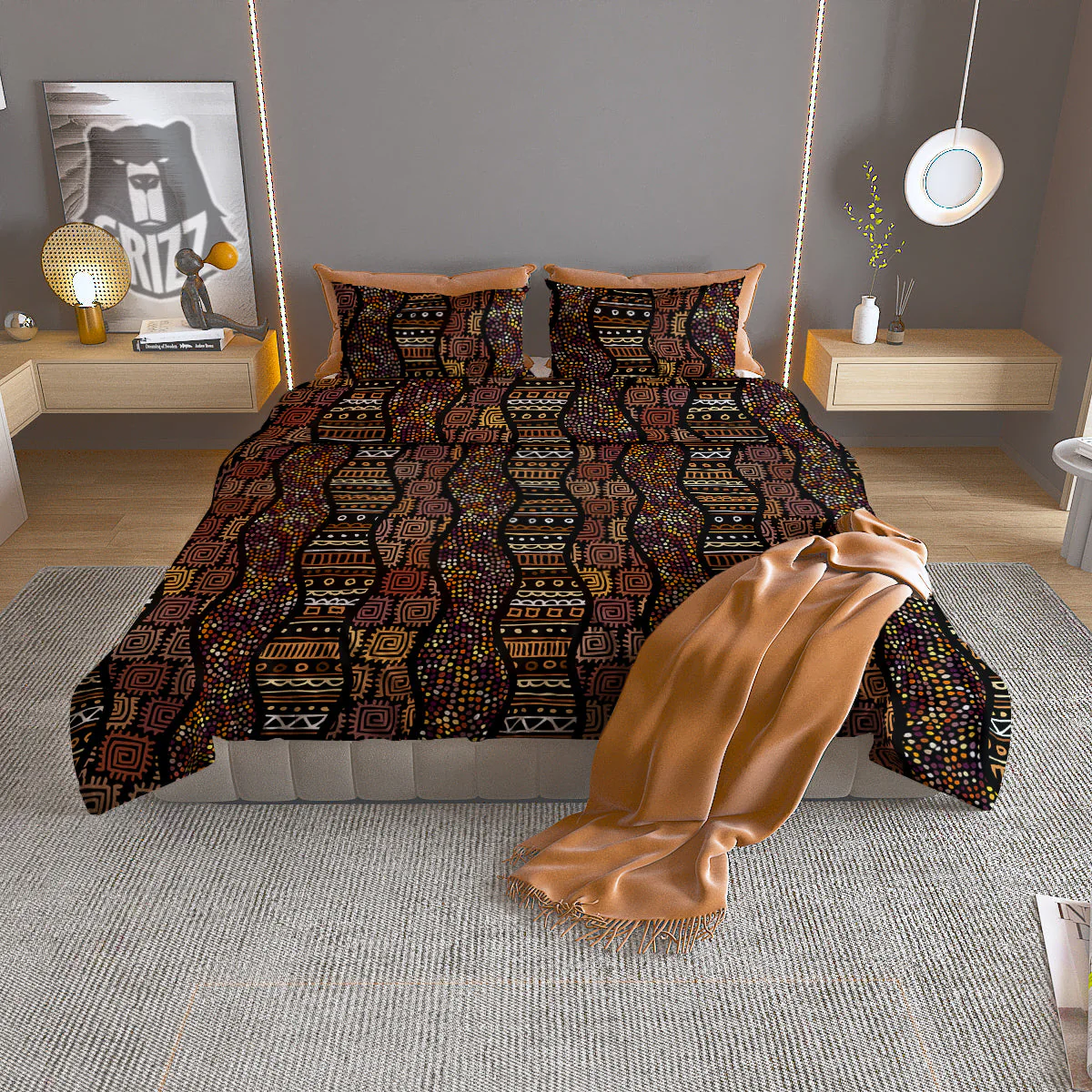 Inspired African Afro Print Pattern Duvet Cover Bedding Set