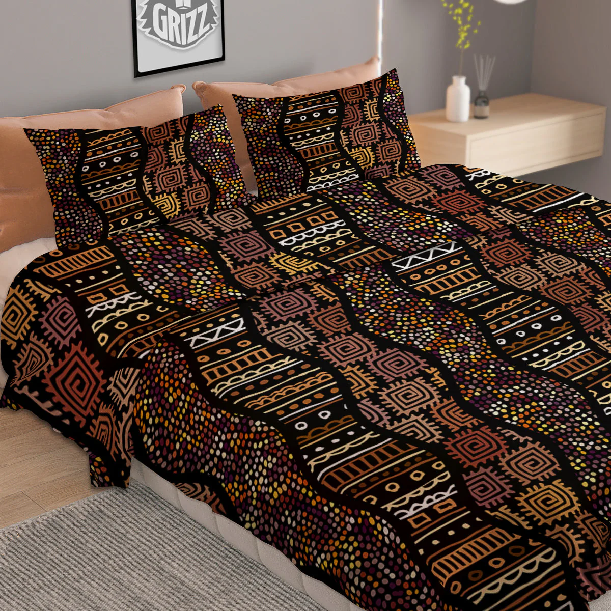Inspired African Afro Print Pattern Duvet Cover Bedding Set - Image 2