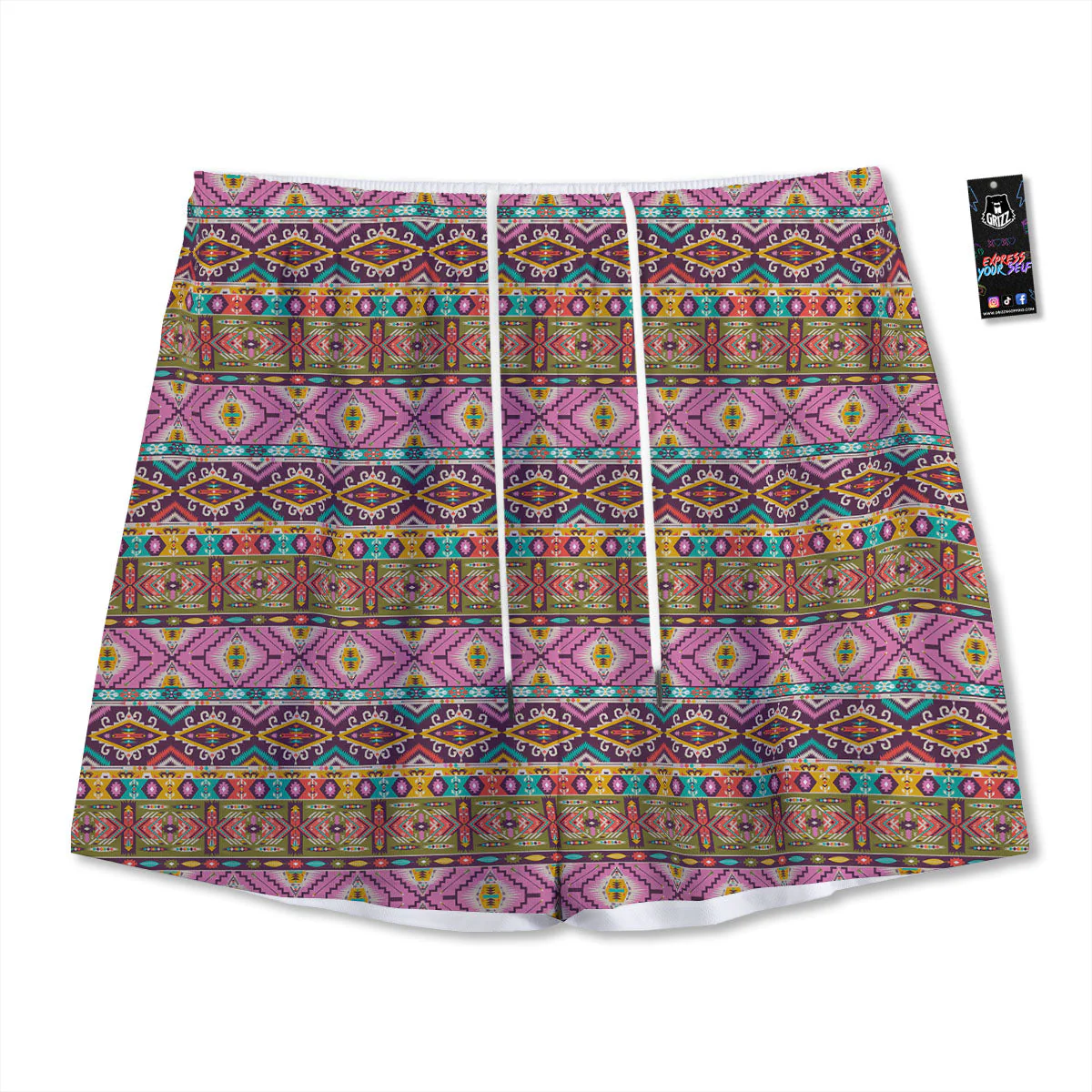 Inspired African Colorful Print Pattern Mesh Shorts