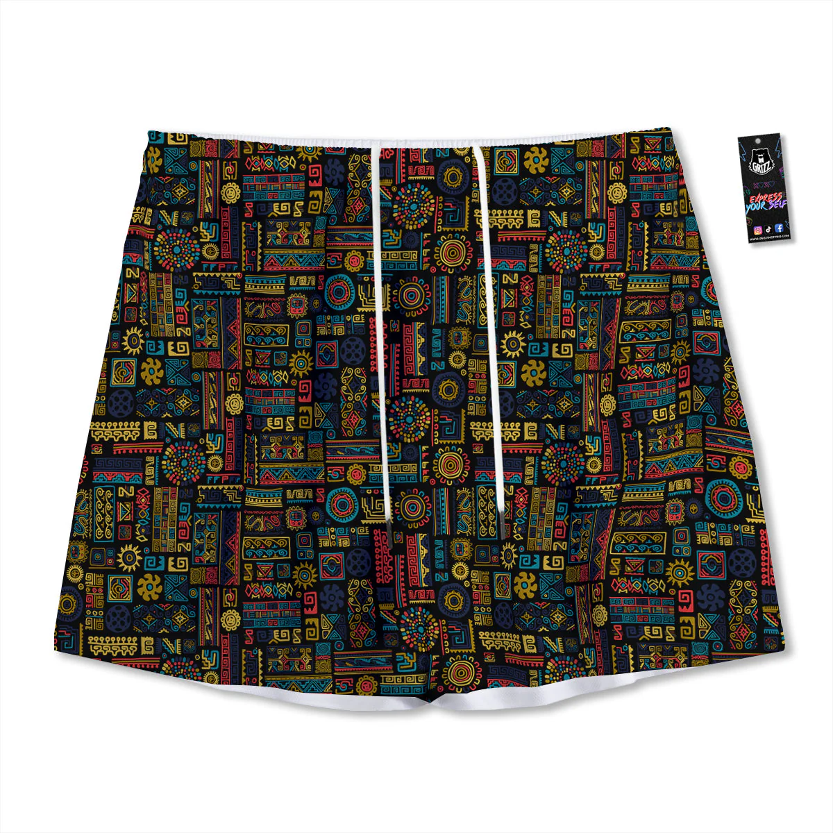 Inspired African Tribal Print Pattern Mesh Shorts