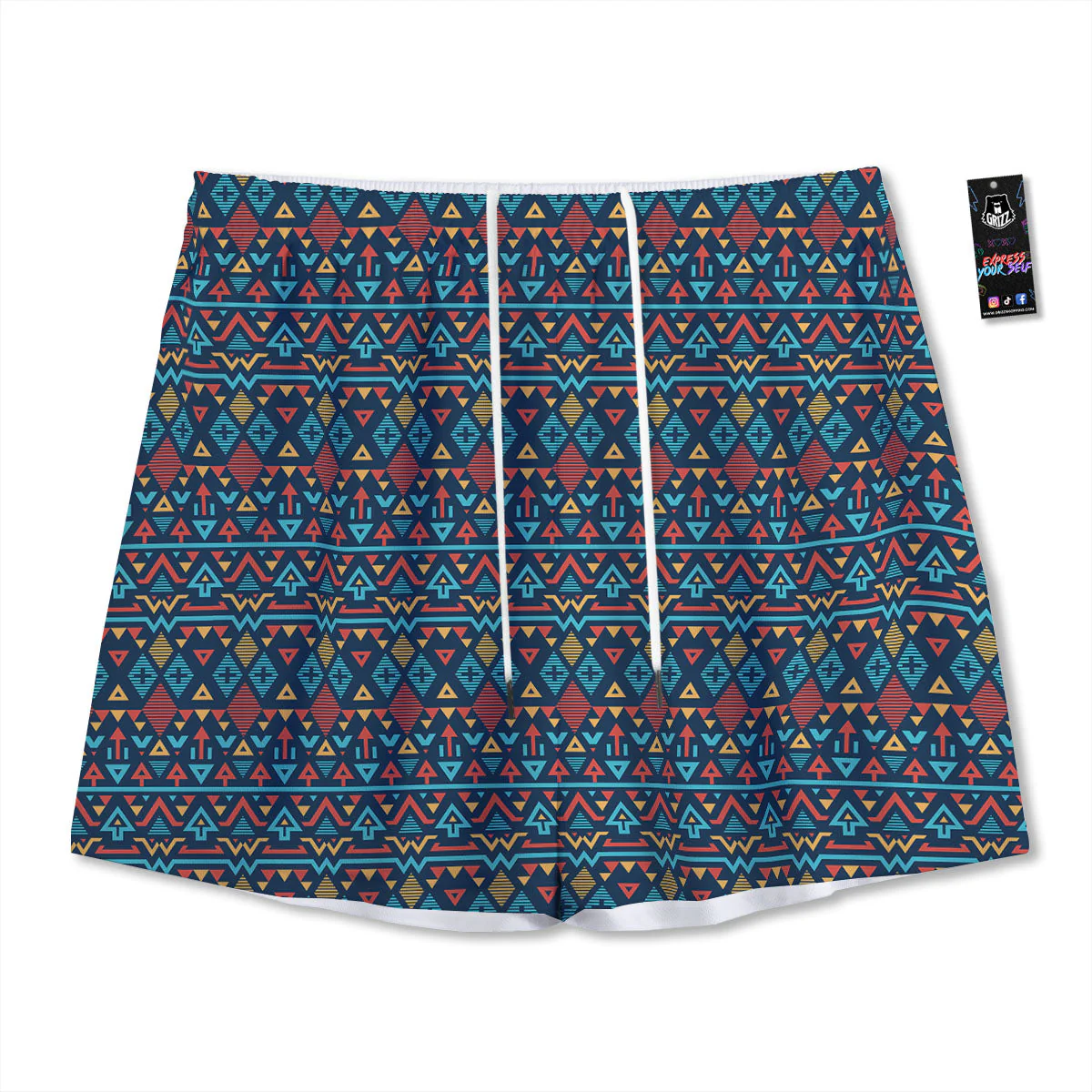 Inspired Ethnic African Print Pattern Mesh Shorts