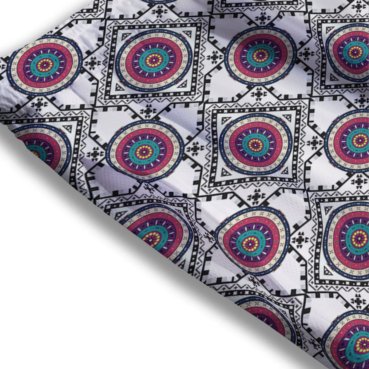 Inspired Native Indian Print Pattern Mesh Shorts - Image 3