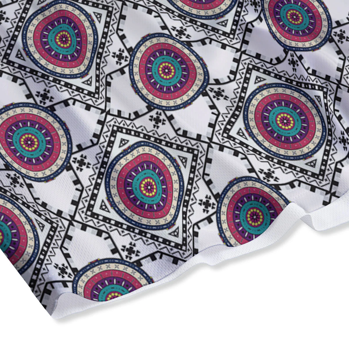 Inspired Native Indian Print Pattern Mesh Shorts - Image 4
