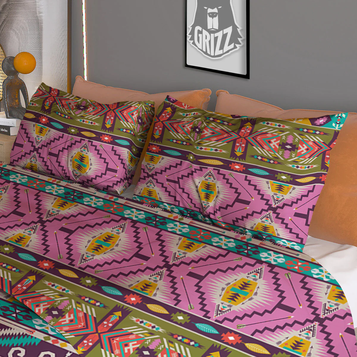 Inspired Native Print Pattern Duvet Cover Bedding Set - Image 3