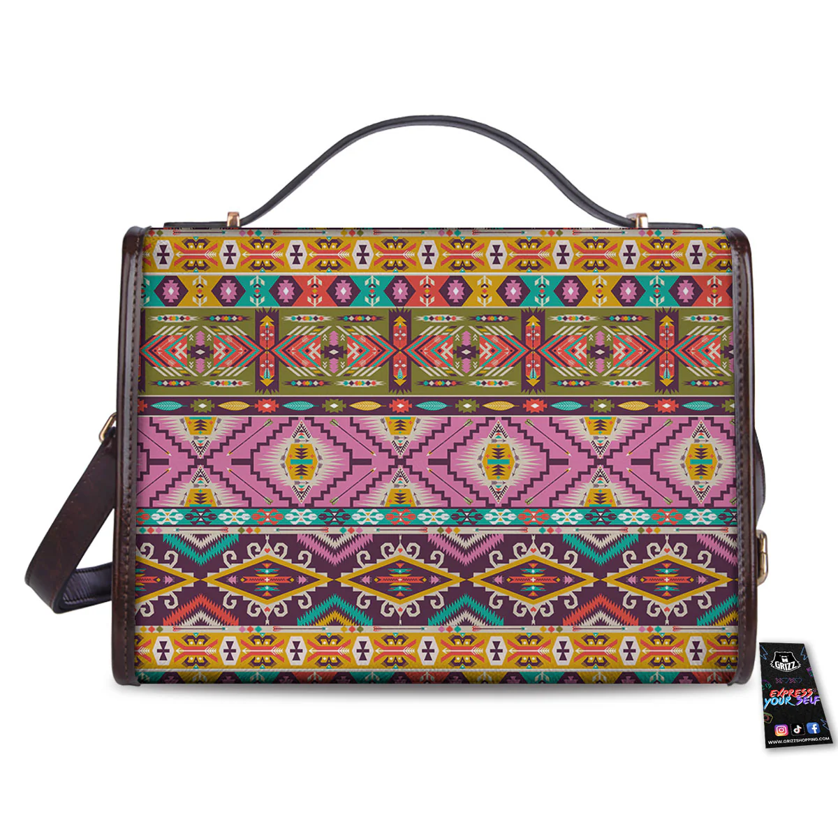 Inspired Native Print Pattern Women's Satchel Bag - Image 2