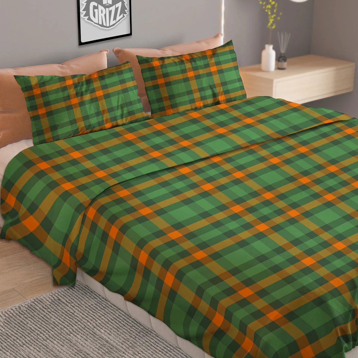 Irish Plaid Themed Print Pattern Duvet Cover Bedding Set - Image 2
