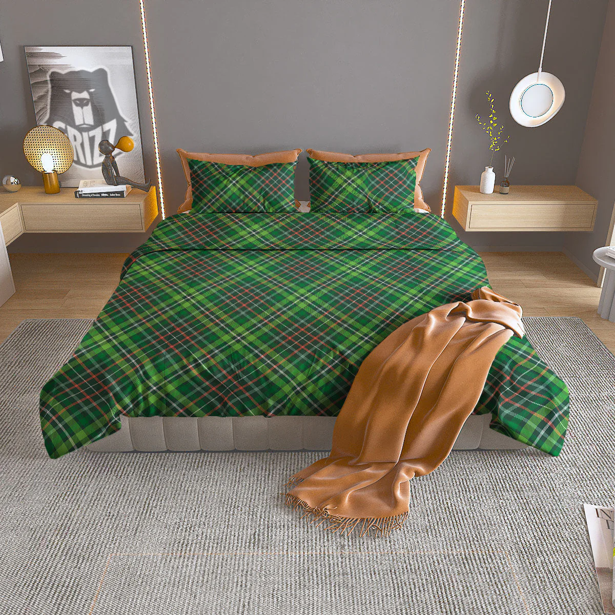 Irish Tartan Saint Patrick's Day Print Pattern Duvet Cover Bedding Set
