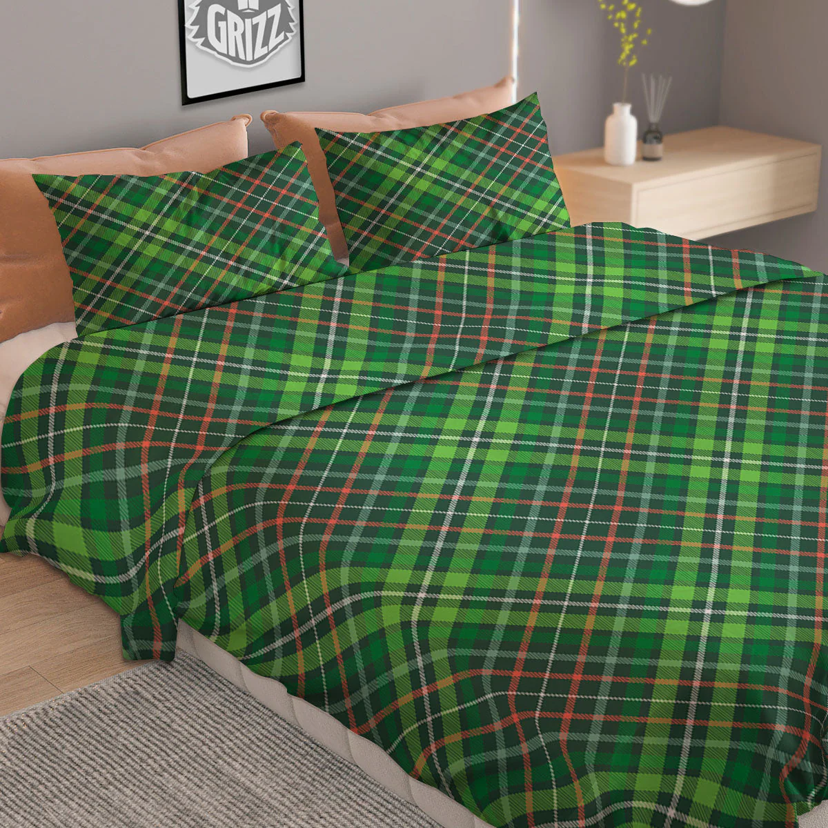 Irish Tartan Saint Patrick's Day Print Pattern Duvet Cover Bedding Set - Image 2