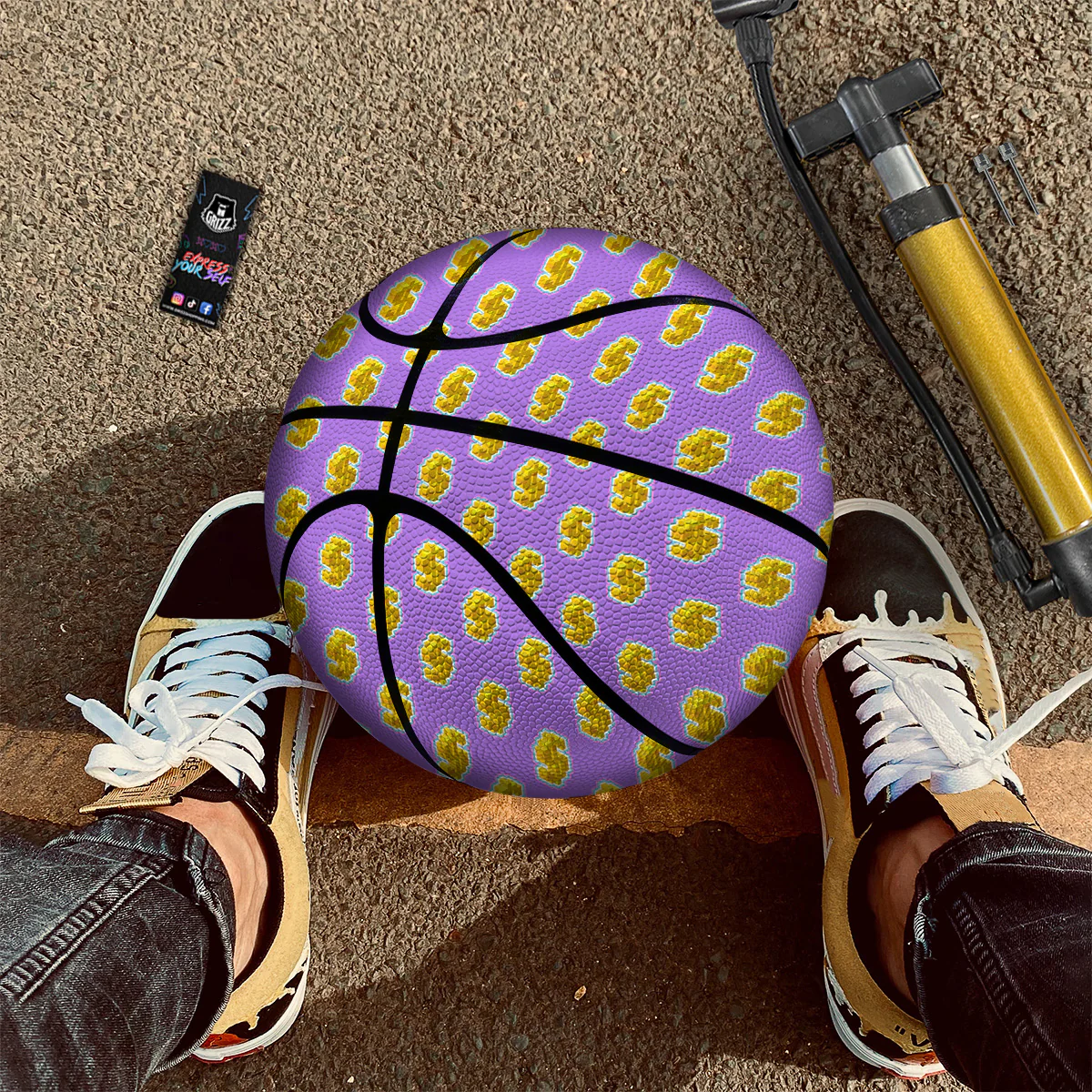 Isometric Gold Dollar Print Pattern Basketball - Image 2