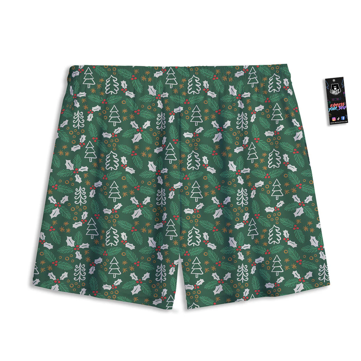 Ivy Leaf Christmas Print Pattern Mesh Shorts - Image 2
