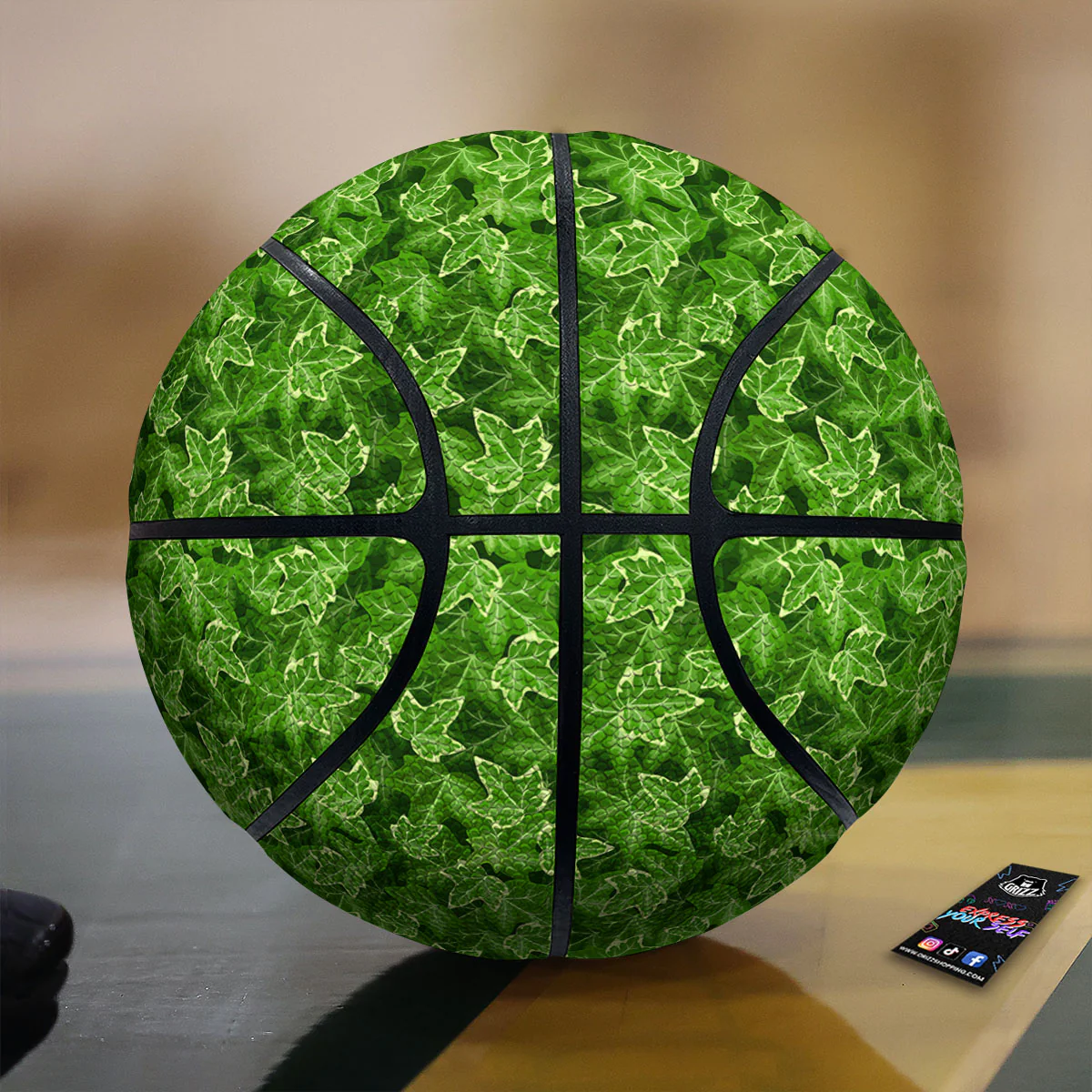 Ivy Leaf Green Print Pattern Basketball