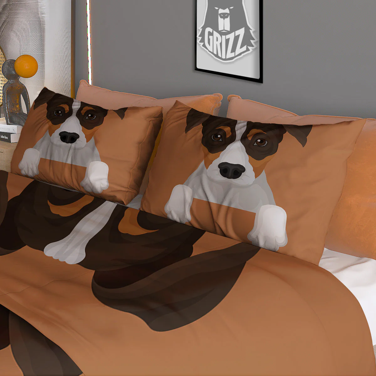 Jack Russell Terrier Cartoon Print Duvet Cover Bedding Set - Image 3