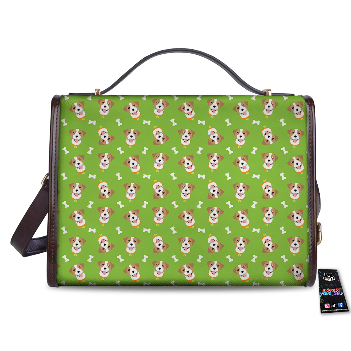 Jack Russell Terrier Happy Print Pattern Women's Satchel Bag - Image 2