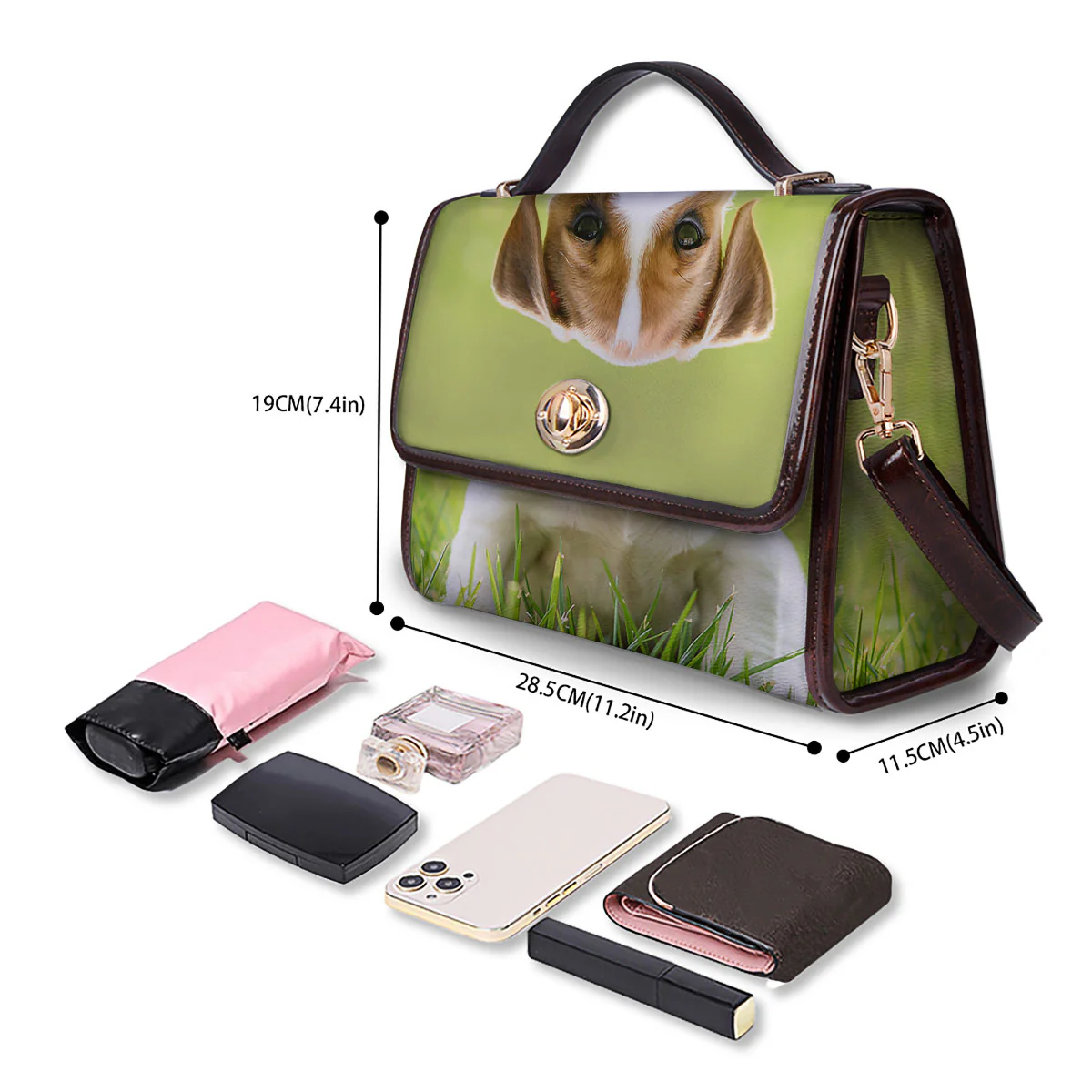Jack Russell Terrier Little Print Women's Satchel Bag - Image 4