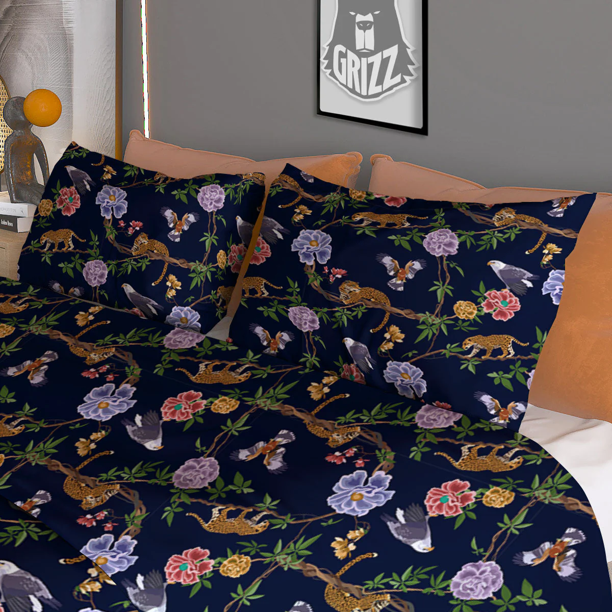 Jaguar And Eagle Print Pattern Duvet Cover Bedding Set - Image 3