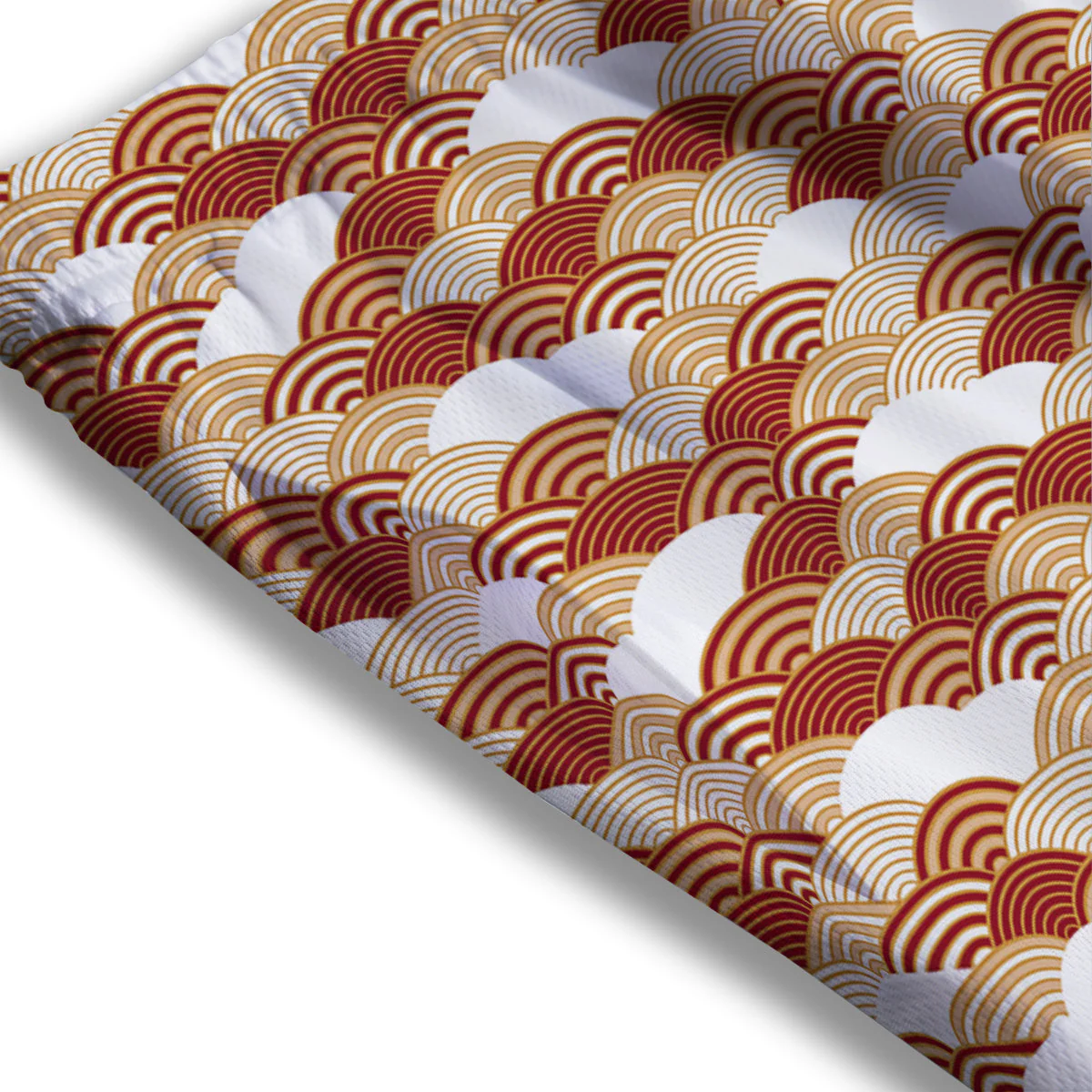 Japanese Red And Beige Print Pattern Mesh Shorts - Image 3
