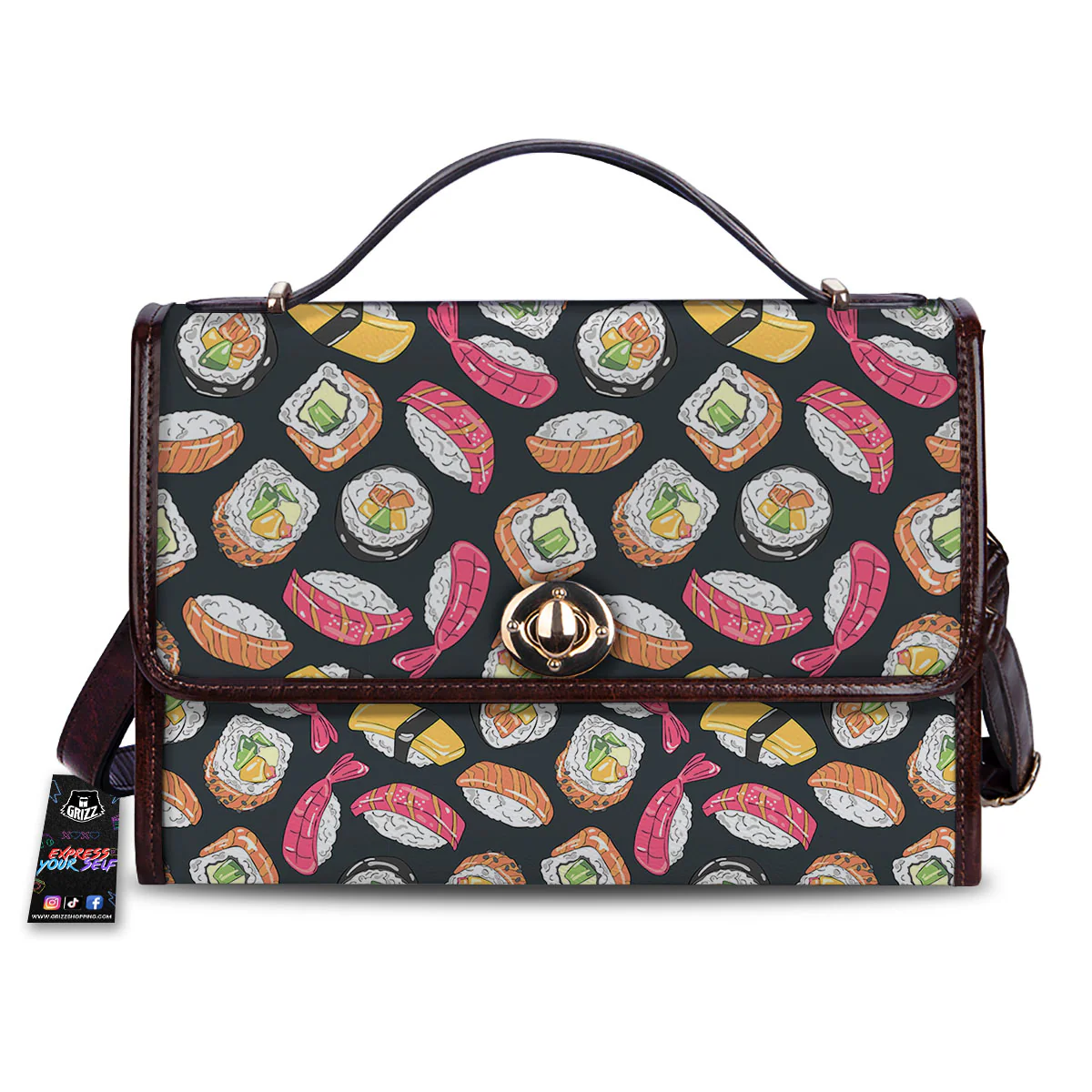 Japanese Sushi Print Pattern Women's Satchel Bag