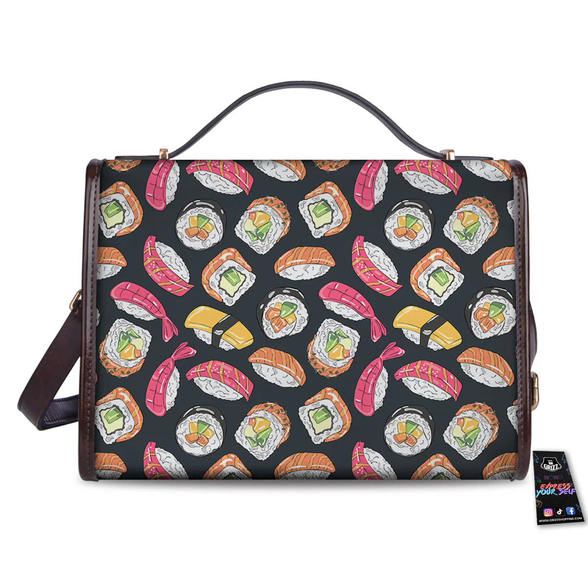 Japanese Sushi Print Pattern Women's Satchel Bag - Image 2