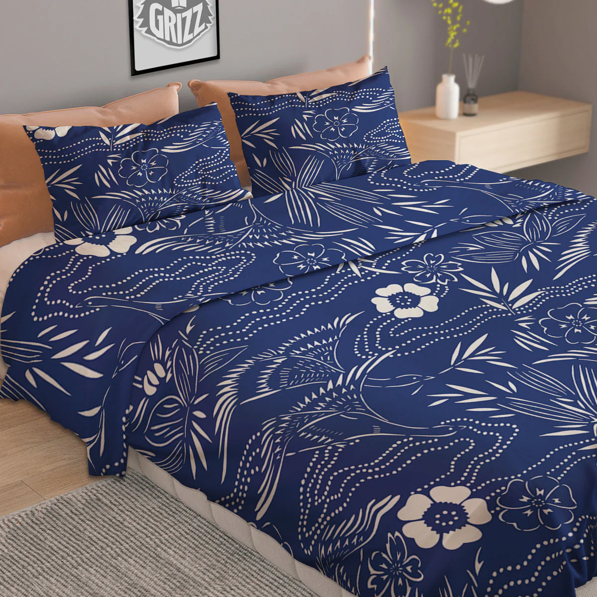Japanese Vintage Print Pattern Duvet Cover Bedding Set - Image 2