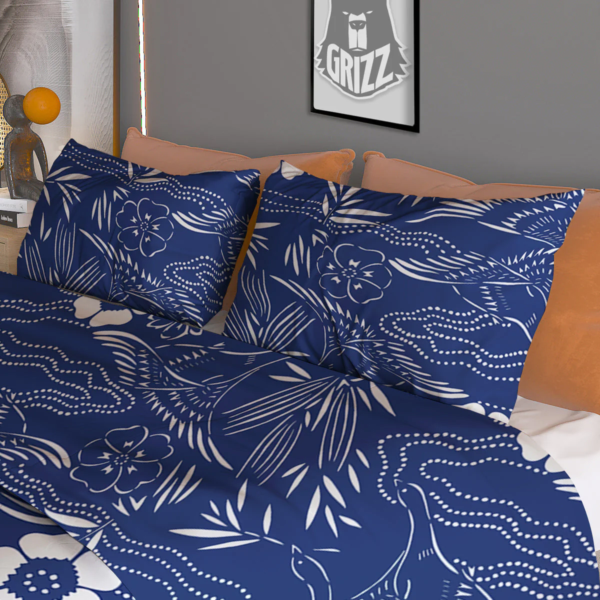 Japanese Vintage Print Pattern Duvet Cover Bedding Set - Image 3