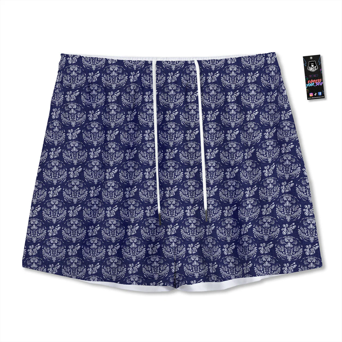 Jeans Bohemian Denim Print Pattern Mesh Shorts