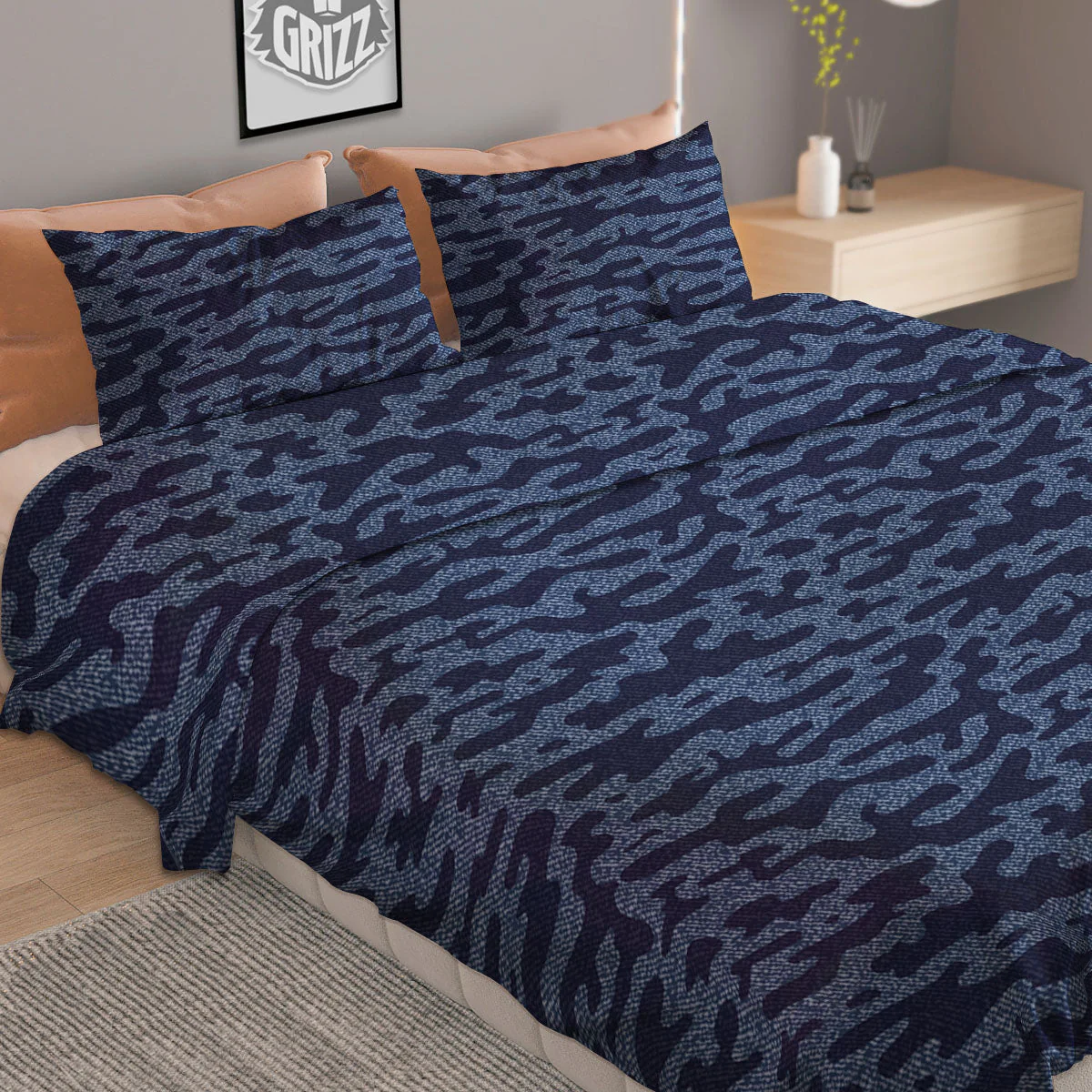 Jeans Camo Denim Print Pattern Duvet Cover Bedding Set - Image 2