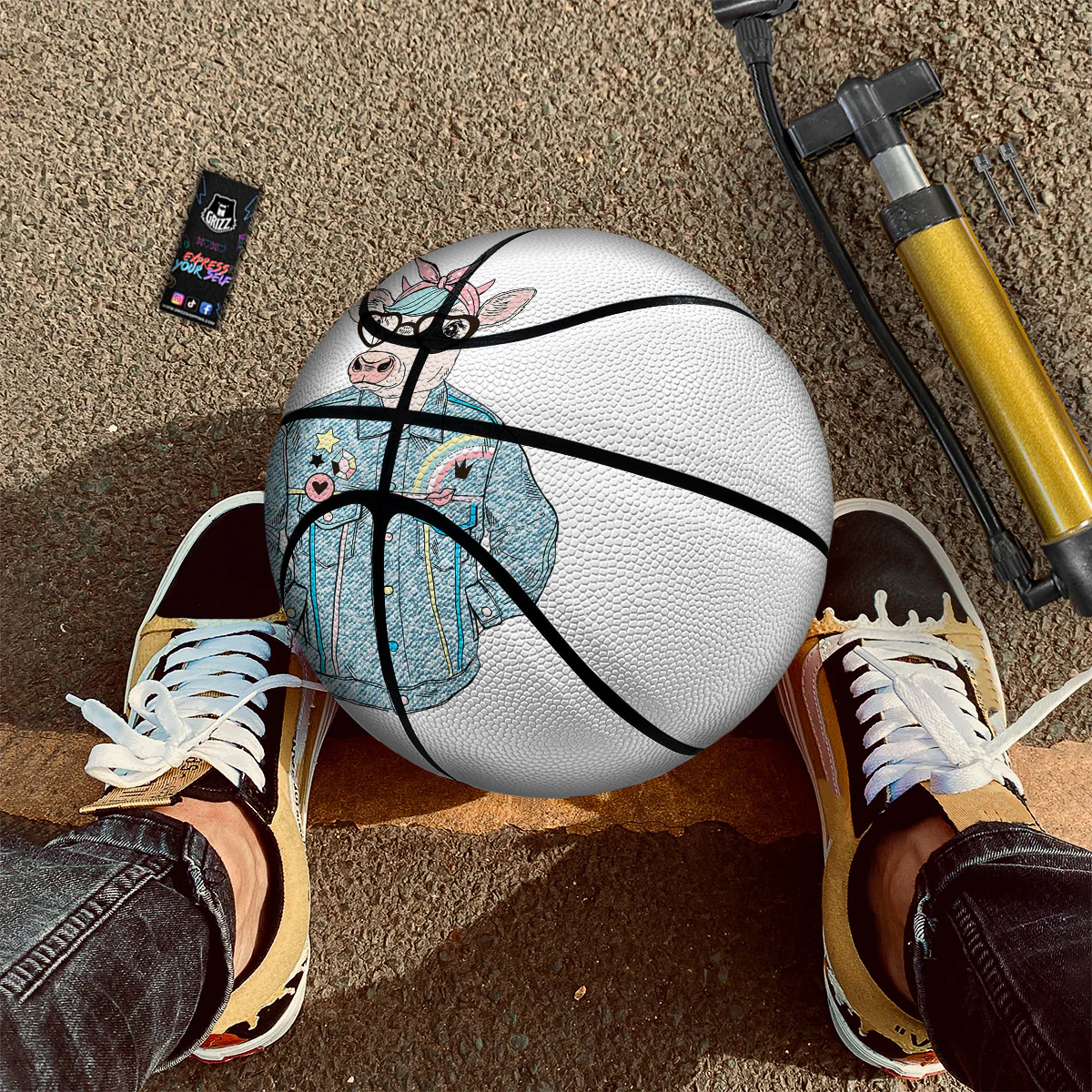 Jeans Cow Denim Print Basketball - Image 2