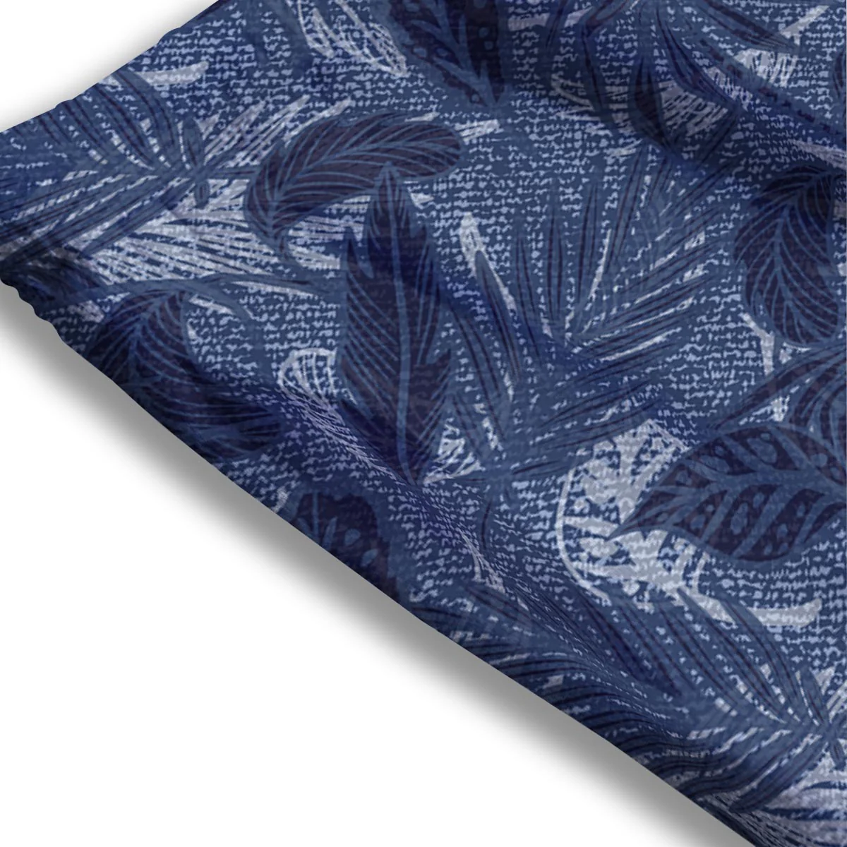 Jeans Denim Tropical Print Pattern Mesh Shorts - Image 3