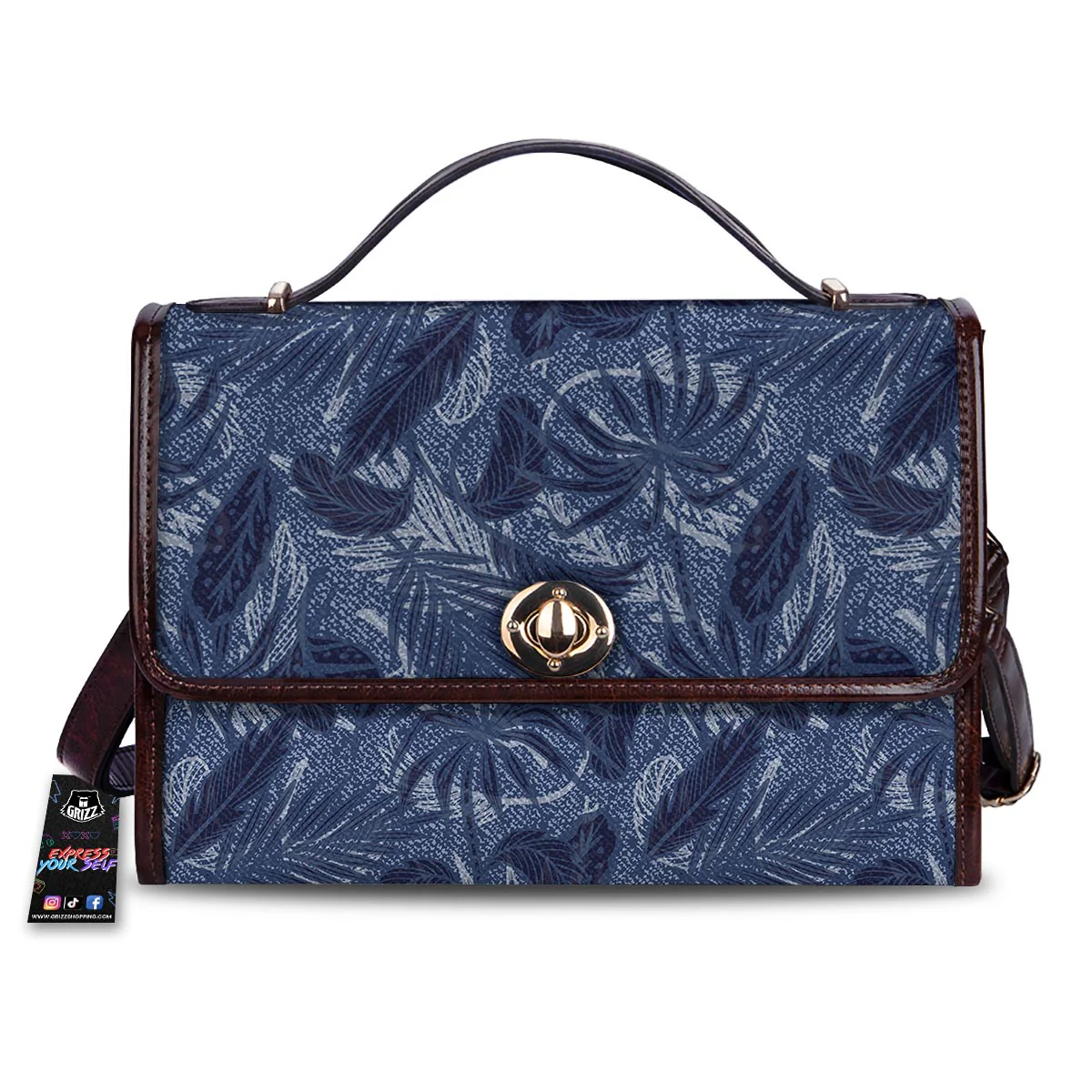 Jeans Denim Tropical Print Pattern Women's Satchel Bag