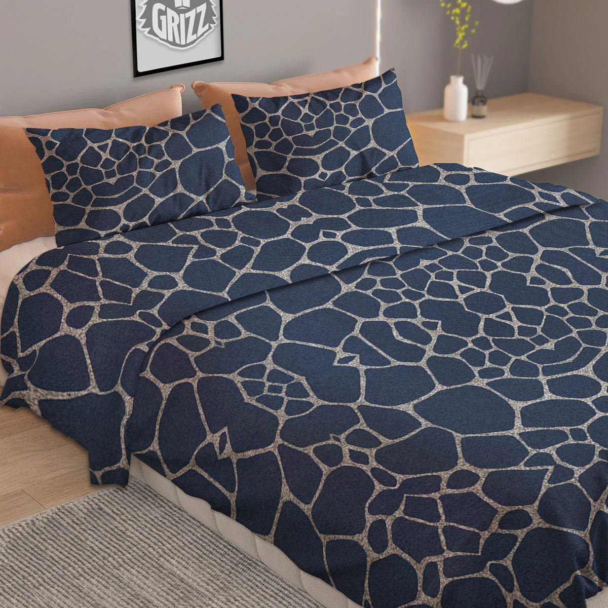 Jeans Giraffe Denim Print Pattern Duvet Cover Bedding Set - Image 2