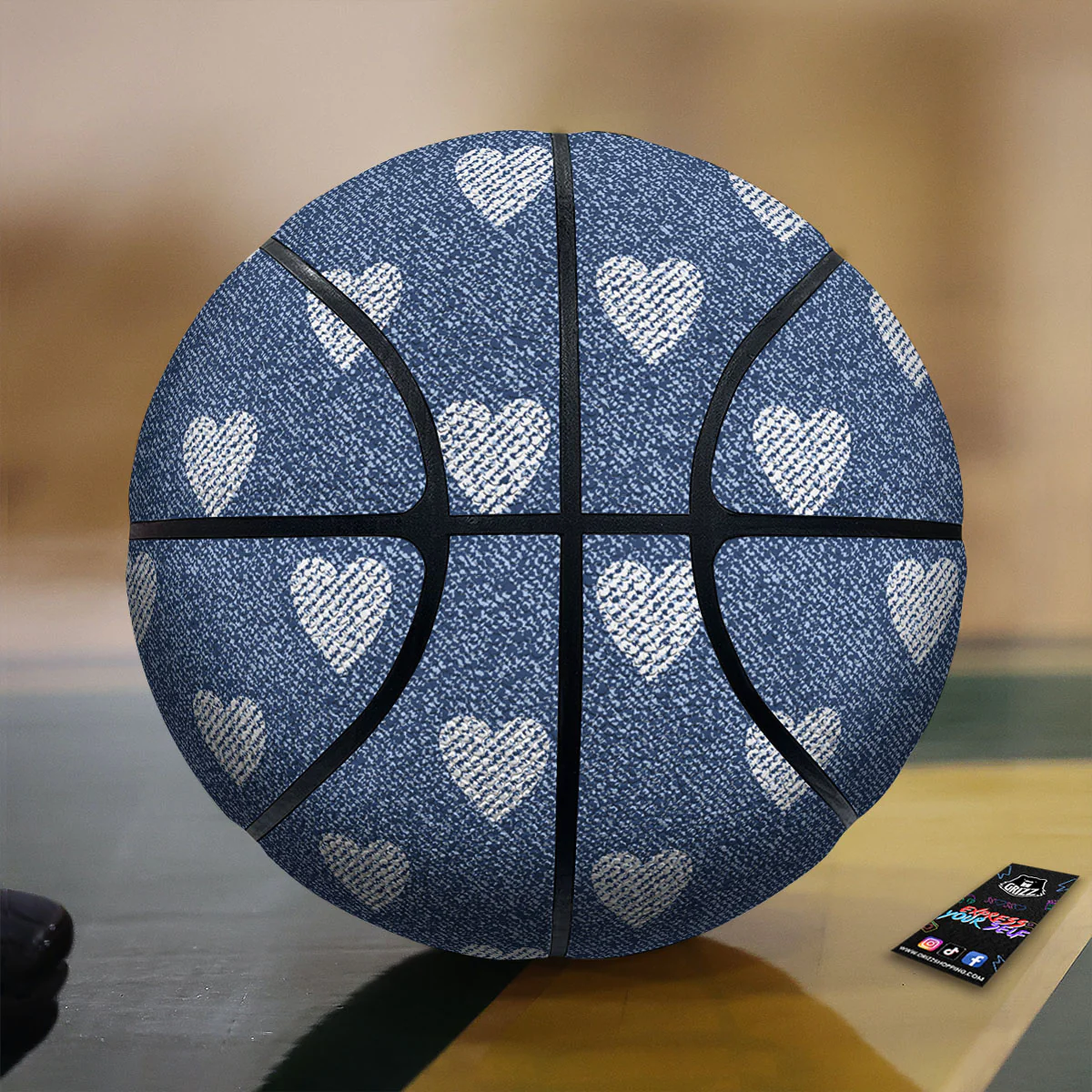 Jeans Heart Denim Print Pattern Basketball