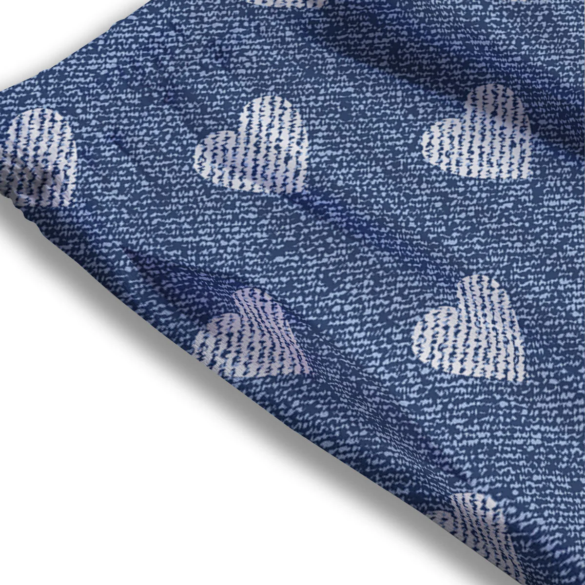 Jeans Heart Denim Print Pattern Mesh Shorts - Image 3