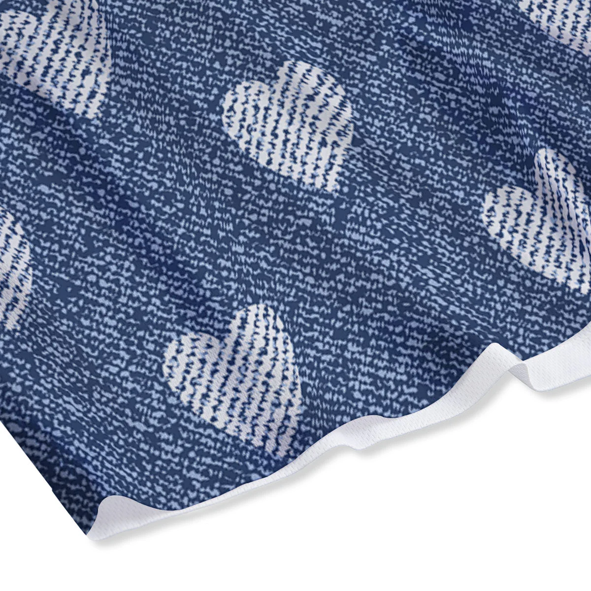 Jeans Heart Denim Print Pattern Mesh Shorts - Image 4