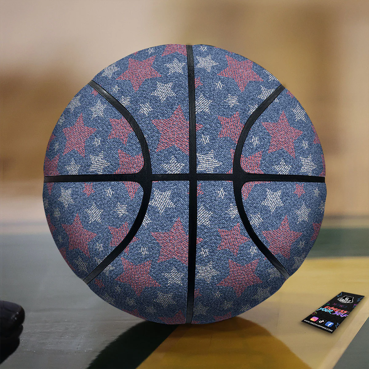 Jeans Star Denim Print Pattern Basketball