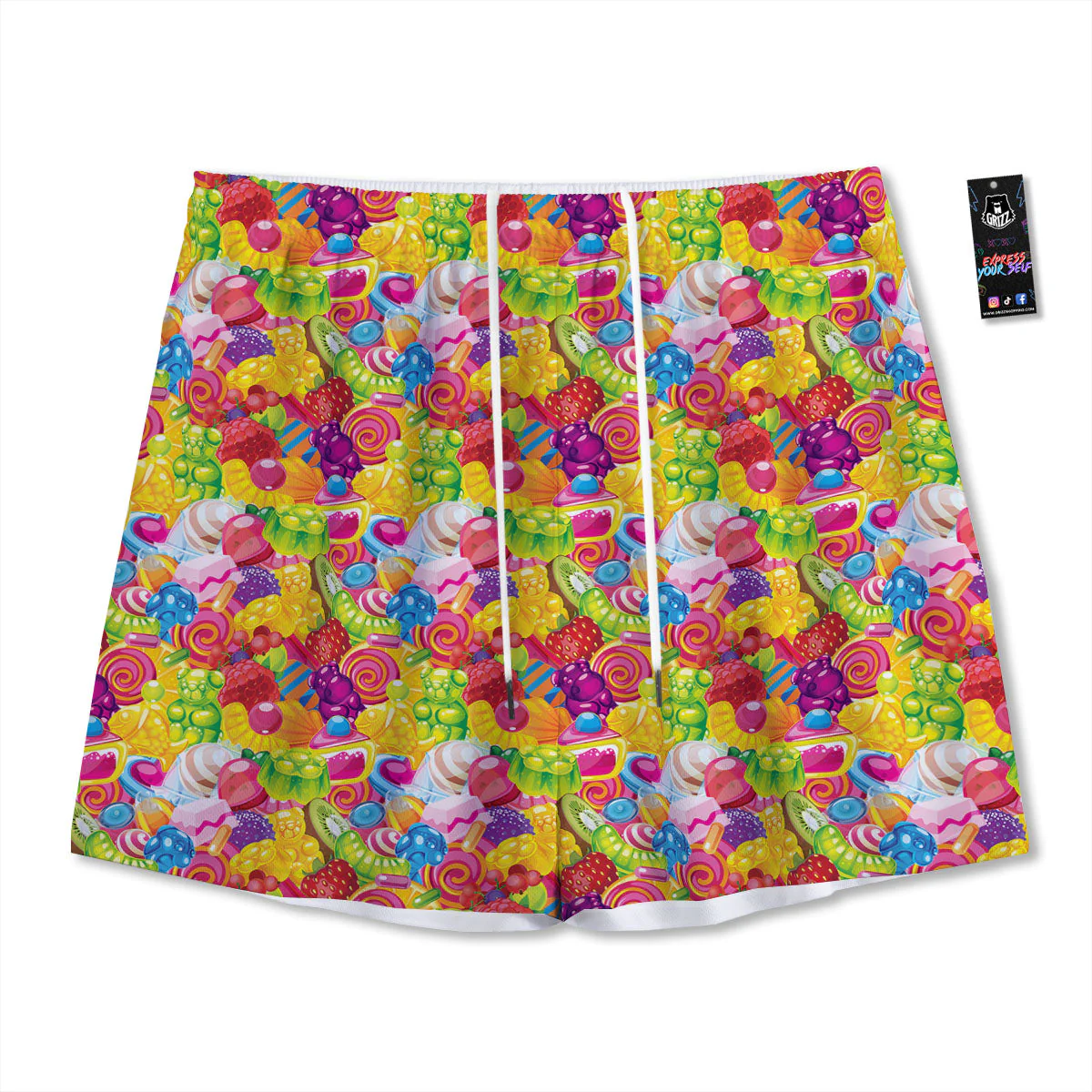 Jelly And Candy Print Pattern Mesh Shorts