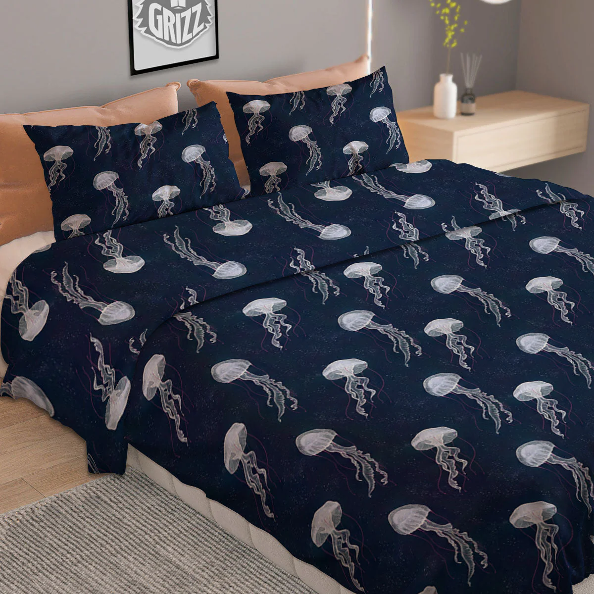 Jellyfish Fish Print Pattern Duvet Cover Bedding Set - Image 2