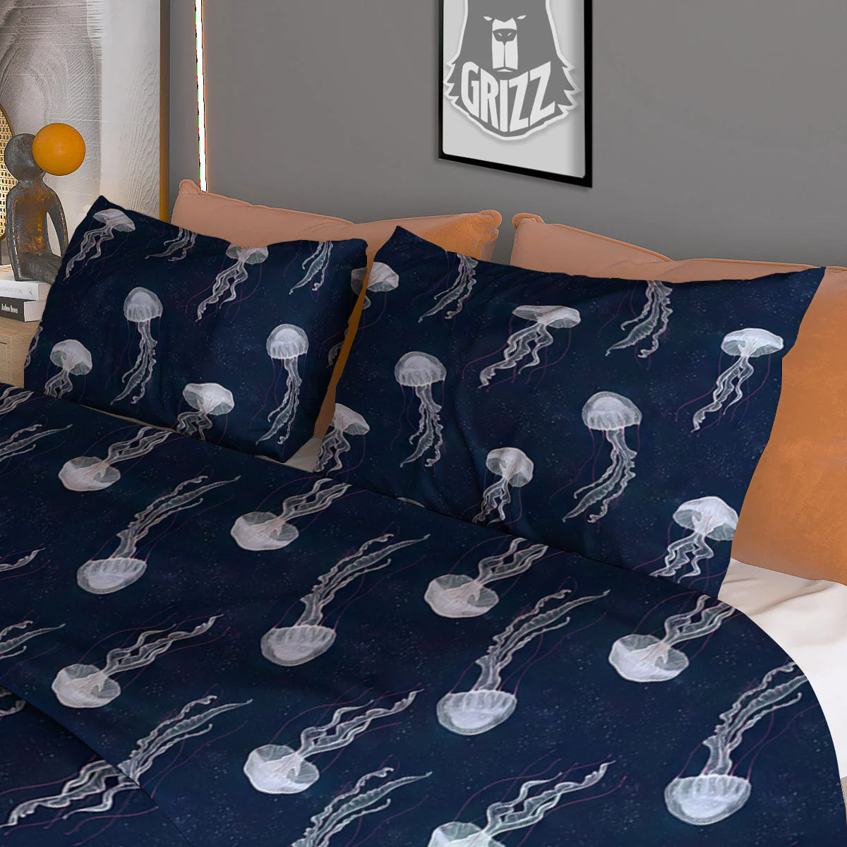 Jellyfish Fish Print Pattern Duvet Cover Bedding Set - Image 3