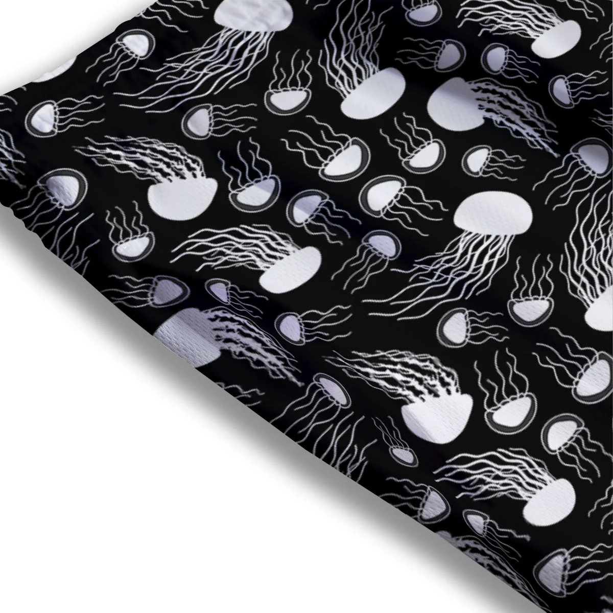 Jellyfish White And Black Print Pattern Mesh Shorts - Image 3