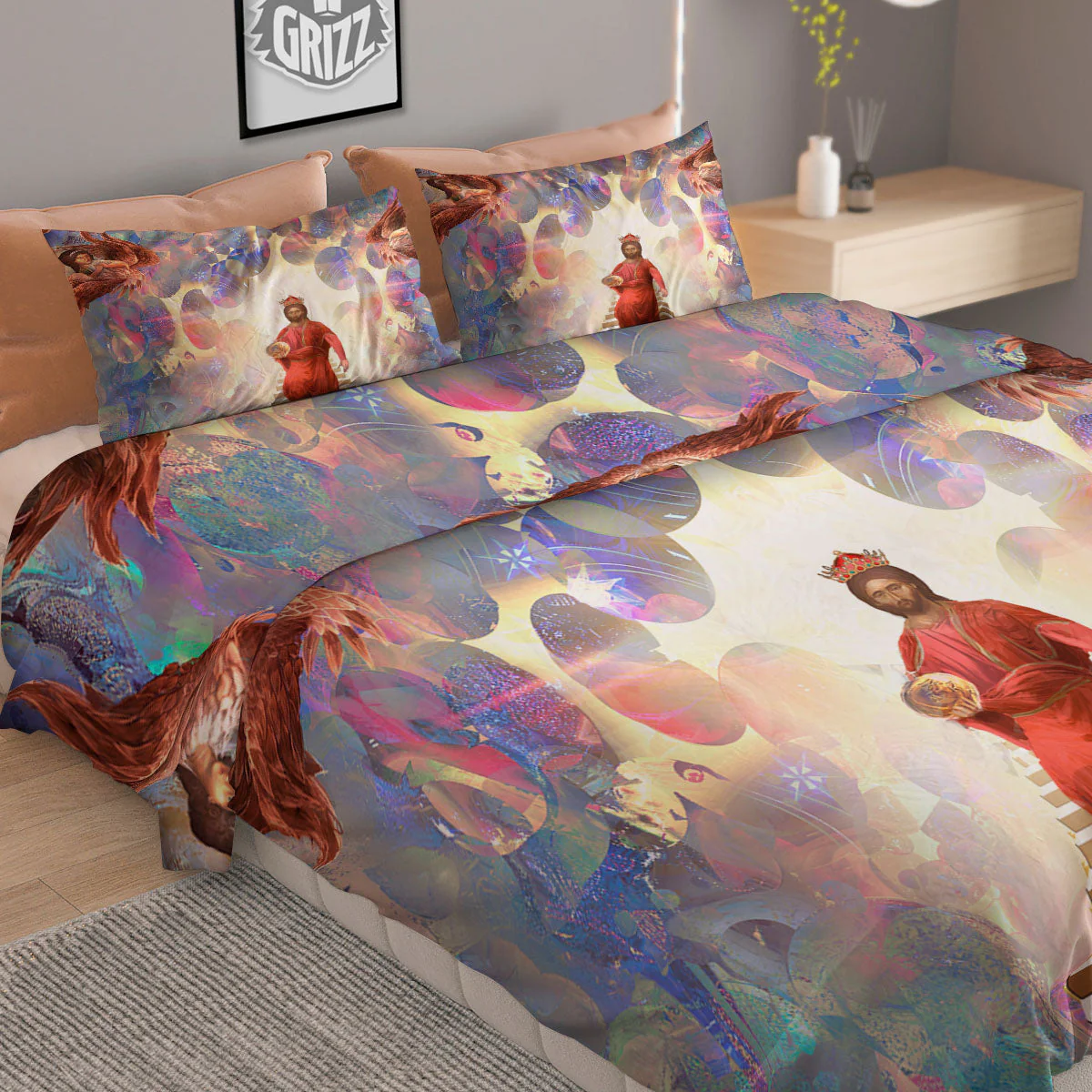 Jesus Christ From Heaven Print Duvet Cover Bedding Set - Image 2