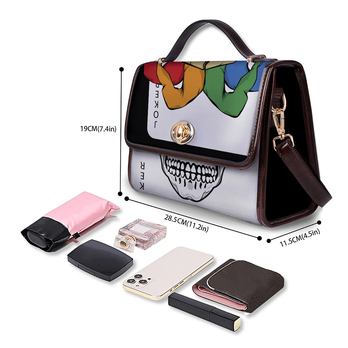 Joker Card Scary Print Women's Satchel Bag - Image 4