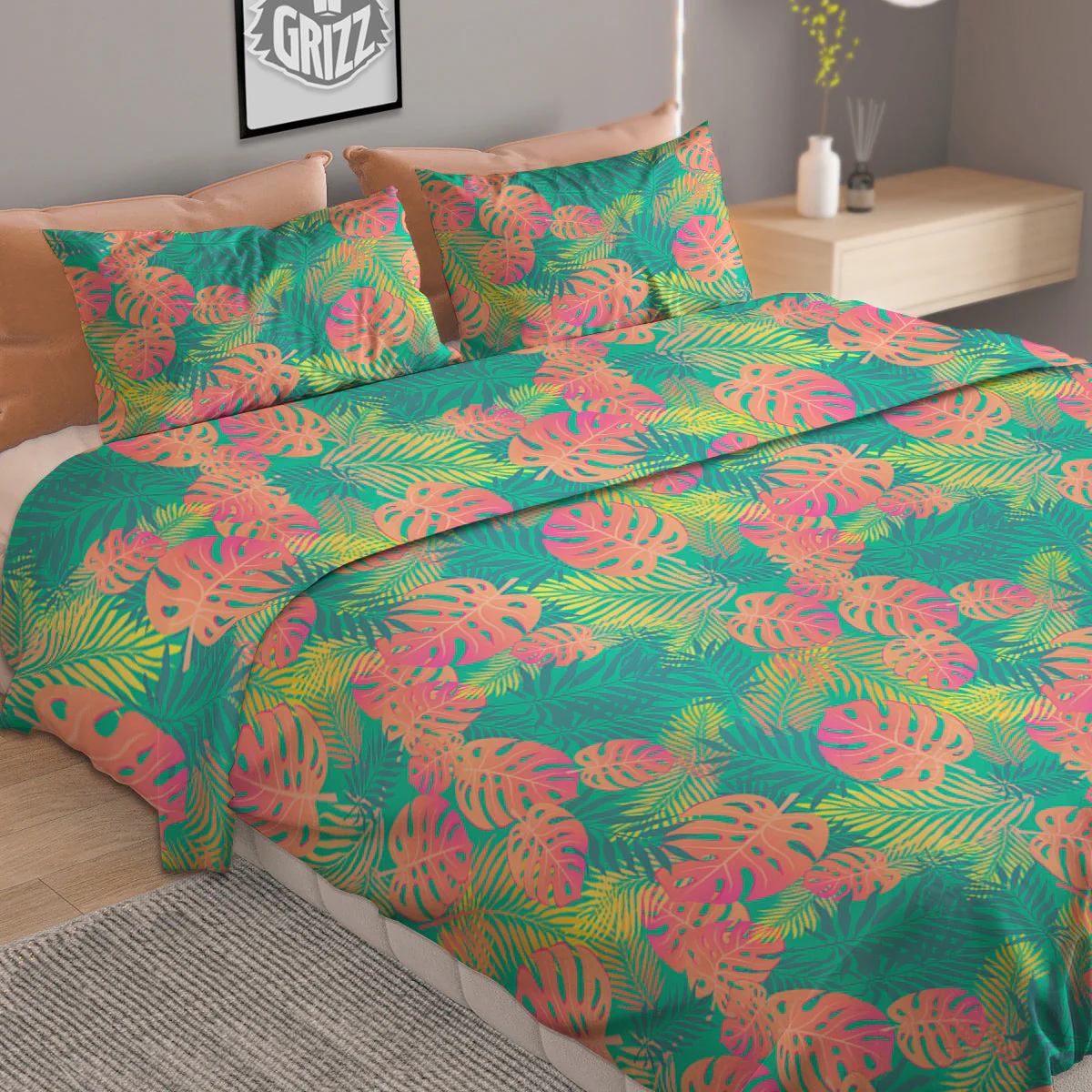 Jungle Hawaiian Colorful Tropical Print Duvet Cover Bedding Set - Image 2