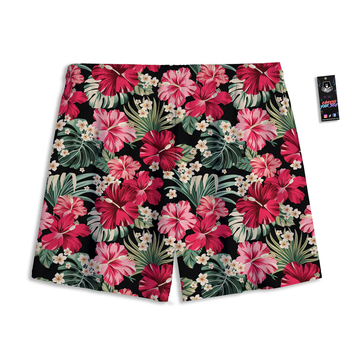 Jungle Hawaiian Tropical Print Pattern Mesh Shorts - Image 2