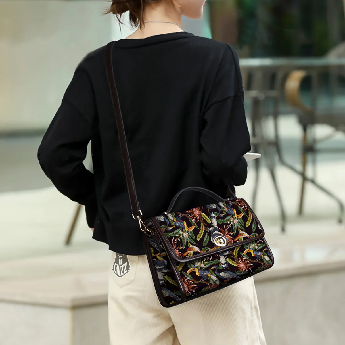 Jungle Tropical Hawaiian Vintage Print Pattern Women's Satchel Bag - Image 3