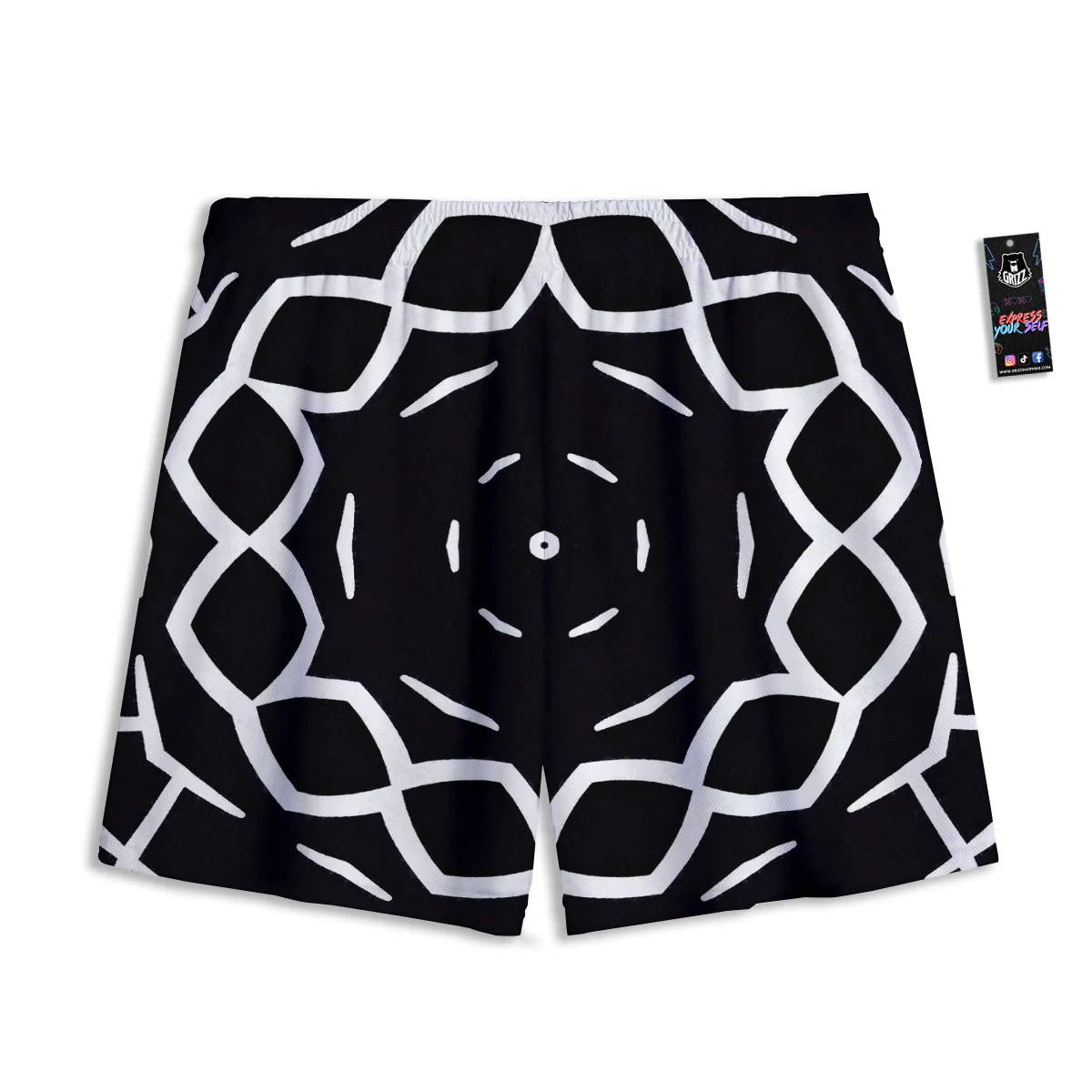 Kaleidoscope Black Print Mesh Shorts - Image 2